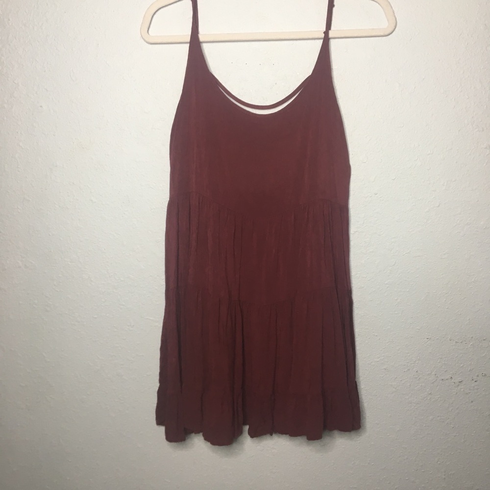 maroon spaghetti strap dress